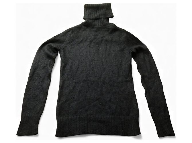 VINTAGE MONCLER PULLOVER M 38 AUS MOHAIR WOLLE & NYLON SCHWARZER ROLLKRAGEN - Ansicht 7