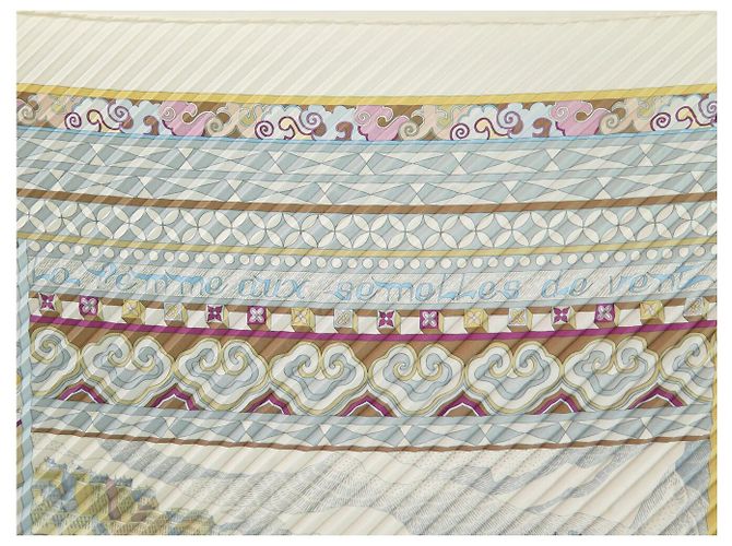 Aline Hermès RARE SCIARPA PLEAT HERMES LA DONNA CON SUOLE DI VENTO + ANELLO BOLDUC Multicolore - vista 7