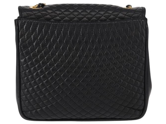 Bally Vintage Schultertasche aus gestepptem Leder mit Kette Schwarz - Ansicht 2