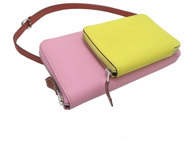Borsa a spalla Hermès Hermès Nouveau To Go Zip B Stamp per donne Rosa D'oro Giallo - vista 3