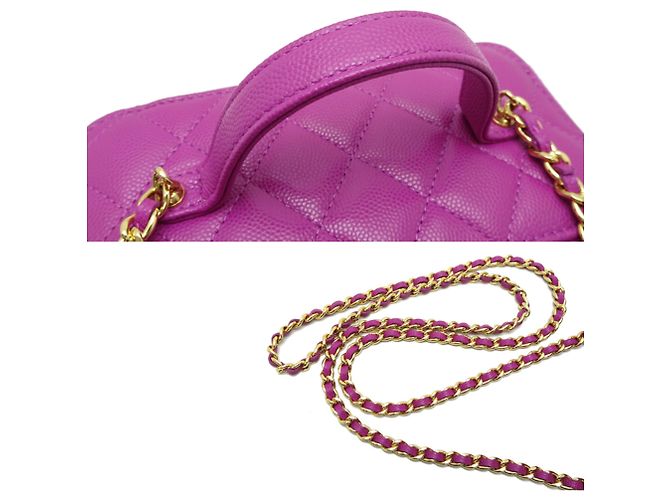 Borsa a spalla in pelle di vitello grana viola Chanel Porpora - vista 5
