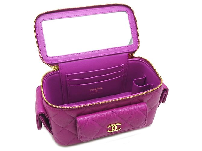 Borsa a spalla in pelle di vitello grana viola Chanel Porpora - vista 6