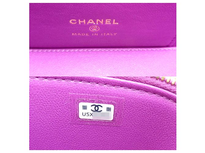 Borsa a spalla in pelle di vitello grana viola Chanel Porpora - vista 8