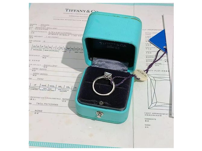 Verlobungsring mit Princess-Schliff-Diamant Novo oder Soleste von Tiffany & Co. Silber - Ansicht 4