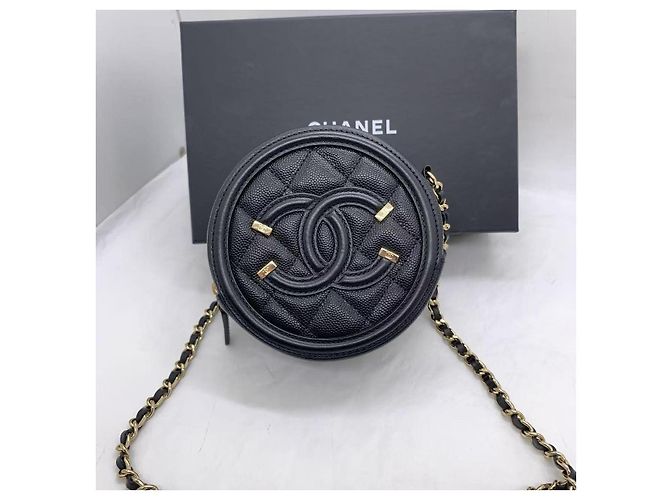 Clutch Rotonda Filigrana CC in Pelle Caviar Nera Chanel Nero - vista 2