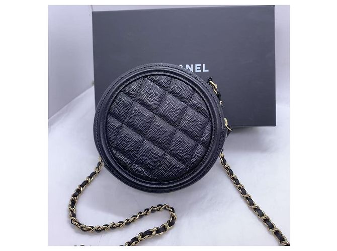Clutch Rotonda Filigrana CC in Pelle Caviar Nera Chanel Nero - vista 3