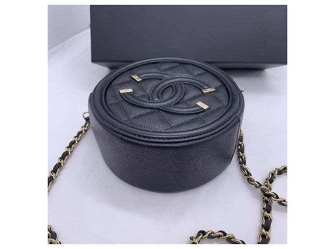 Clutch Rotonda Filigrana CC in Pelle Caviar Nera Chanel Nero - vista 5
