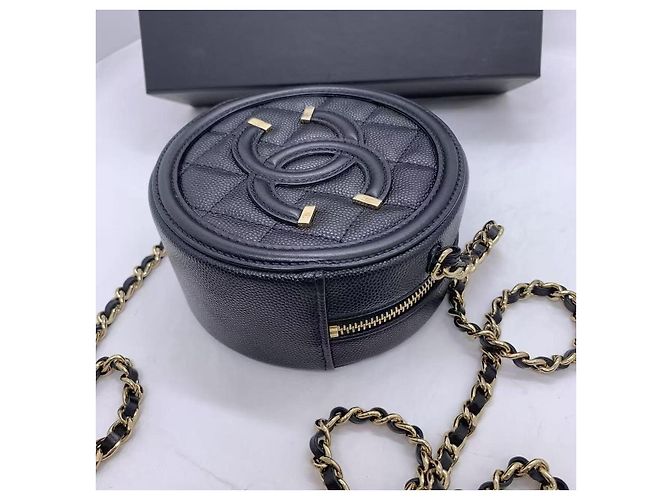 Clutch Rotonda Filigrana CC in Pelle Caviar Nera Chanel Nero - vista 6