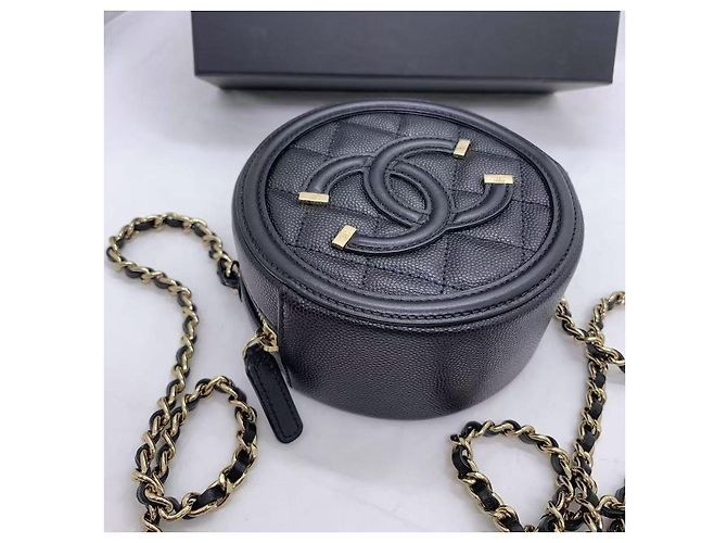 Clutch Rotonda Filigrana CC in Pelle Caviar Nera Chanel Nero - vista 7