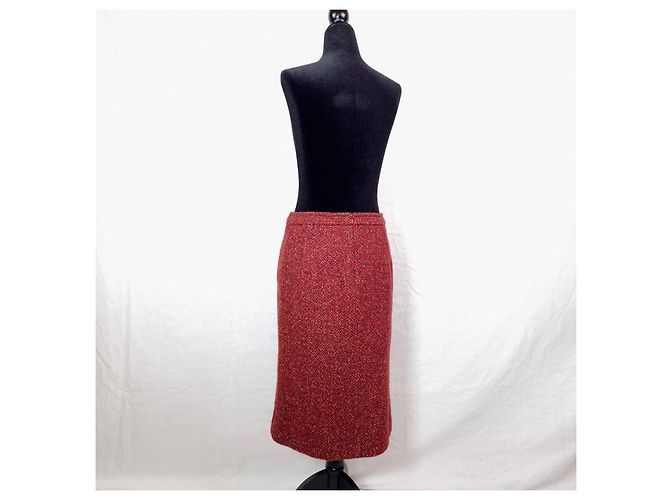 Falda roja melange de lana Max Mara Burdeos - vista 2