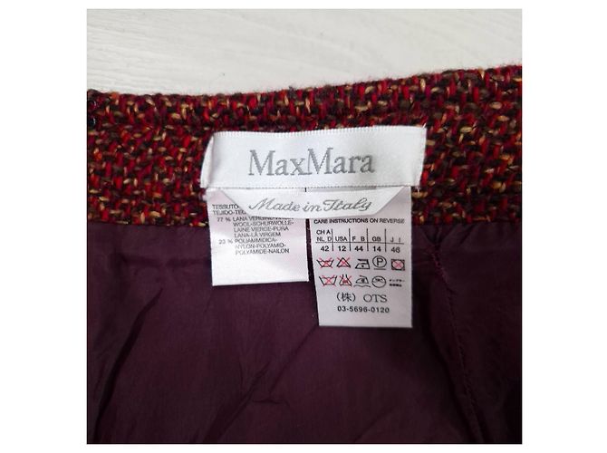 Falda roja melange de lana Max Mara Burdeos - vista 3