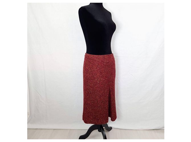 Falda roja melange de lana Max Mara Burdeos - vista 4