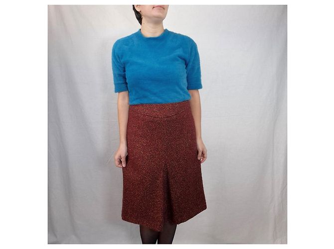 Falda roja melange de lana Max Mara Burdeos - vista 5