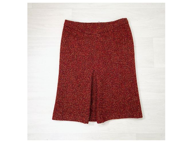 Falda roja melange de lana Max Mara Burdeos - vista 7