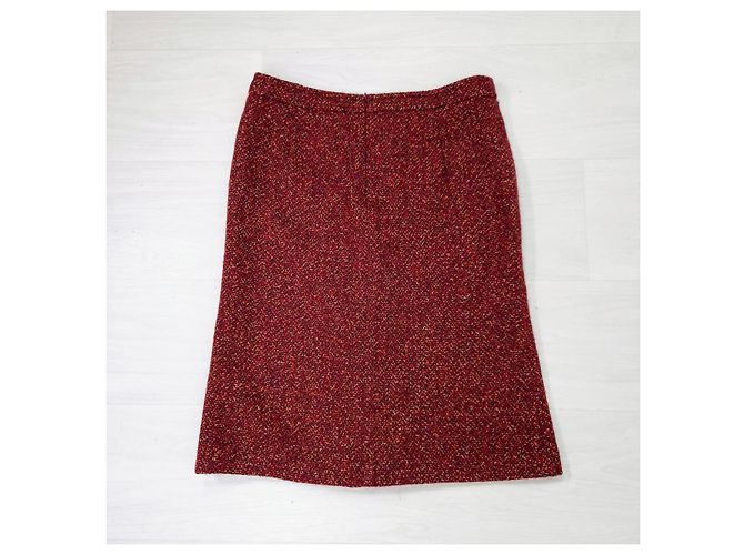 Falda roja melange de lana Max Mara Burdeos - vista 8