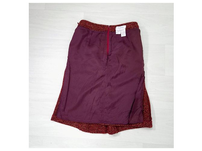 Falda roja melange de lana Max Mara Burdeos - vista 9