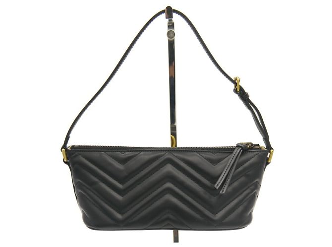 Borsa in pelle nera Gucci GG Marmont Nero - vista 2