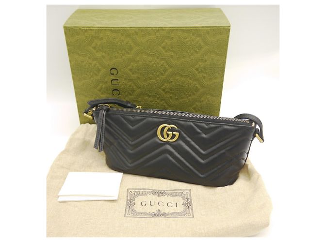 Borsa in pelle nera Gucci GG Marmont Nero - vista 9