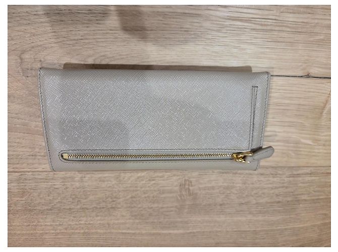 Prada Saffiano Leder Geldbörse Sand Caramel Karamell - Ansicht 4