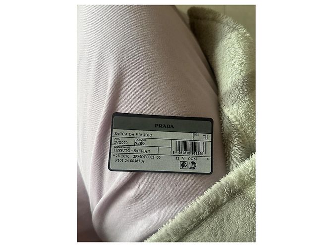 Borsone da viaggio Prada in nylon e pelle saffiano nero - vista 6