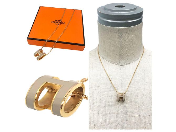 H-förmige Kettenhalskette von Hermès Braun Golden - Ansicht 2
