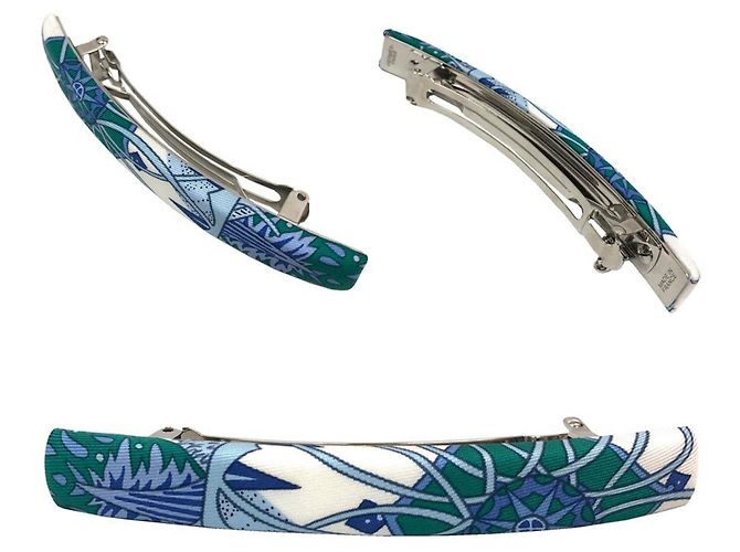 Presilha de cabelo Hermès Hermès Eclipse GM Azul Verde - vista 2
