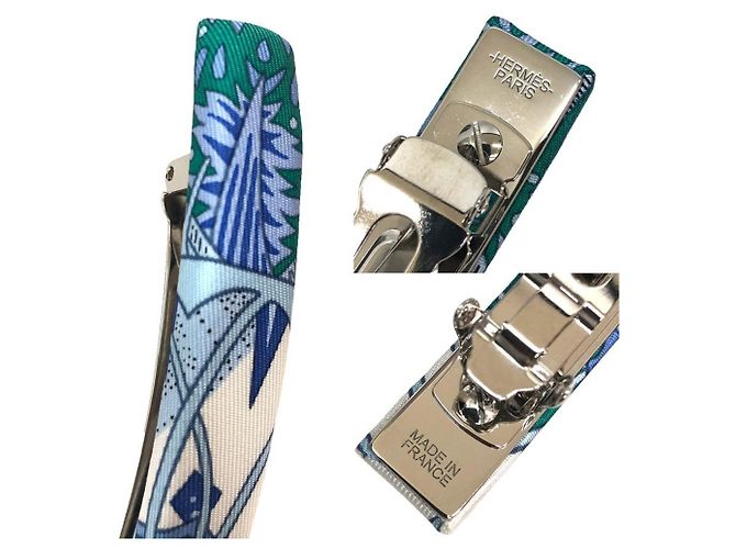 Presilha de cabelo Hermès Hermès Eclipse GM Azul Verde - vista 3
