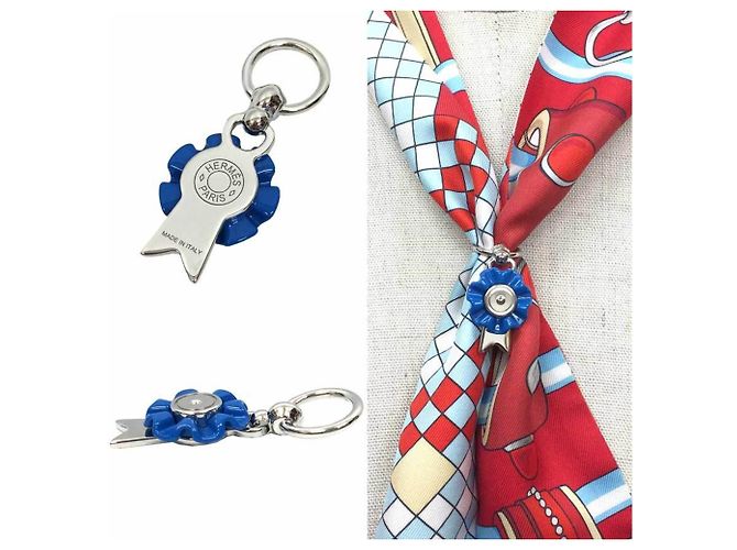 Flot Twilly Schalring von Hermès Silber Blau - Ansicht 2