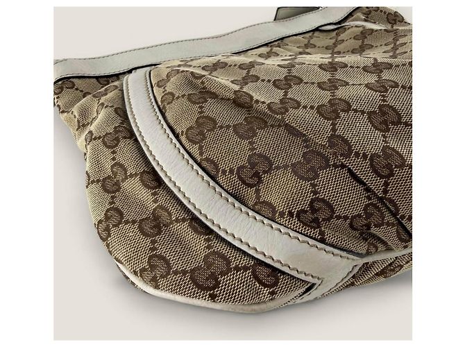Bolsa mensageiro D ring Abbey pequena em lona GG Gucci Bege - vista 14