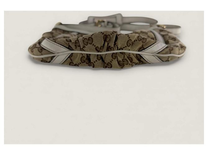Bolsa mensageiro D ring Abbey pequena em lona GG Gucci Bege - vista 16