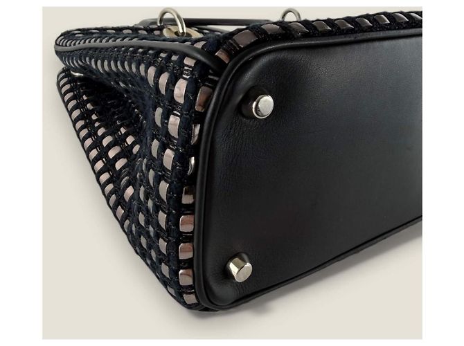Christian Dior Diorissimo Tasche aus mittlerem metallischem Tweed mit Dior-Patch Dunkelblau - Ansicht 15