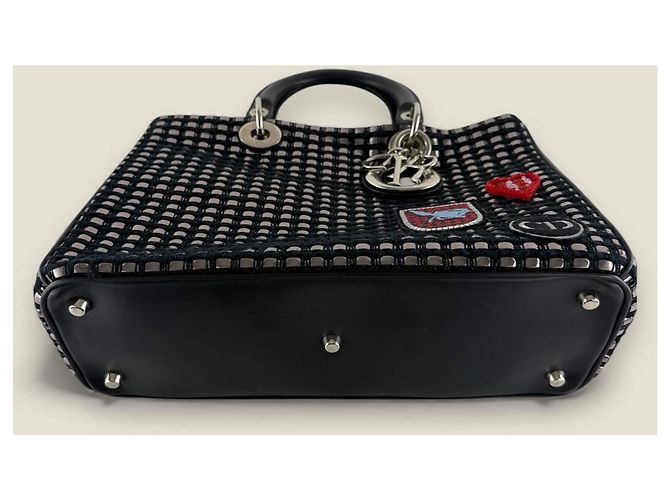 Christian Dior Diorissimo Tasche aus mittlerem metallischem Tweed mit Dior-Patch Dunkelblau - Ansicht 17