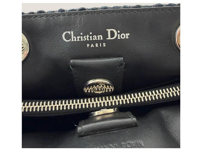 Christian Dior Diorissimo Tasche aus mittlerem metallischem Tweed mit Dior-Patch Dunkelblau - Ansicht 6