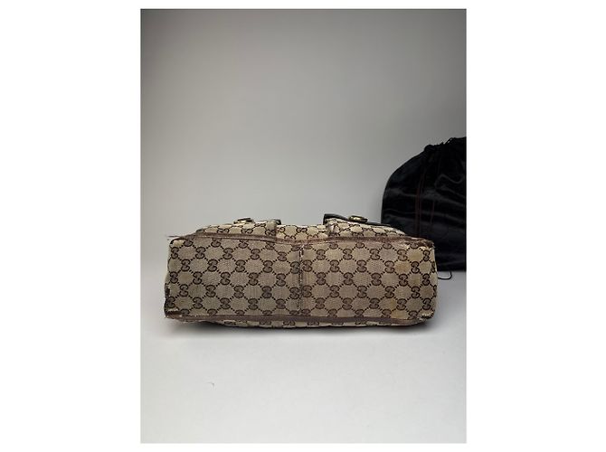 Vintage Gucci Monogram Handtasche Beige Braun - Ansicht 12