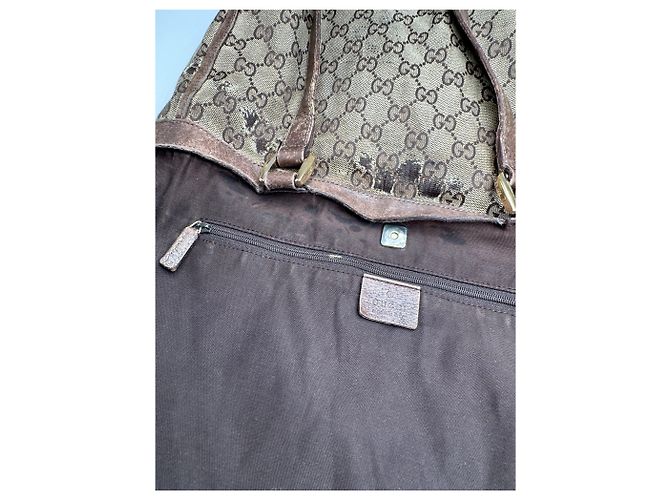 Vintage Gucci Monogram Handtasche Beige Braun - Ansicht 4