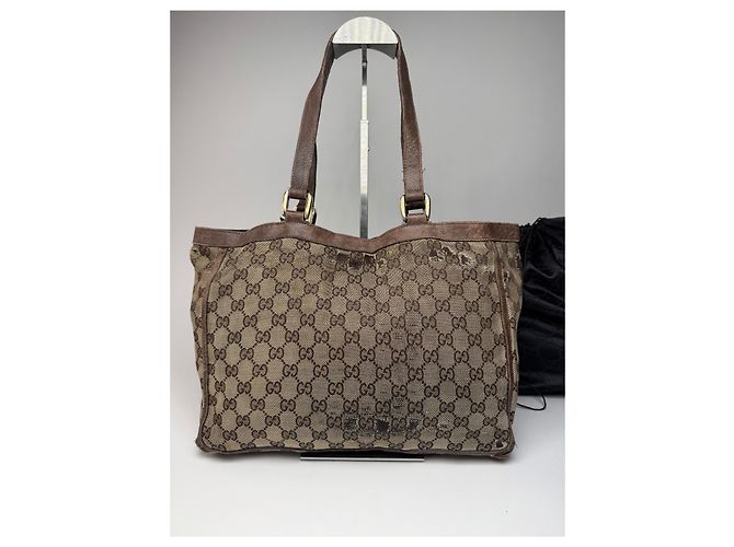 Vintage Gucci Monogram Handtasche Beige Braun - Ansicht 9