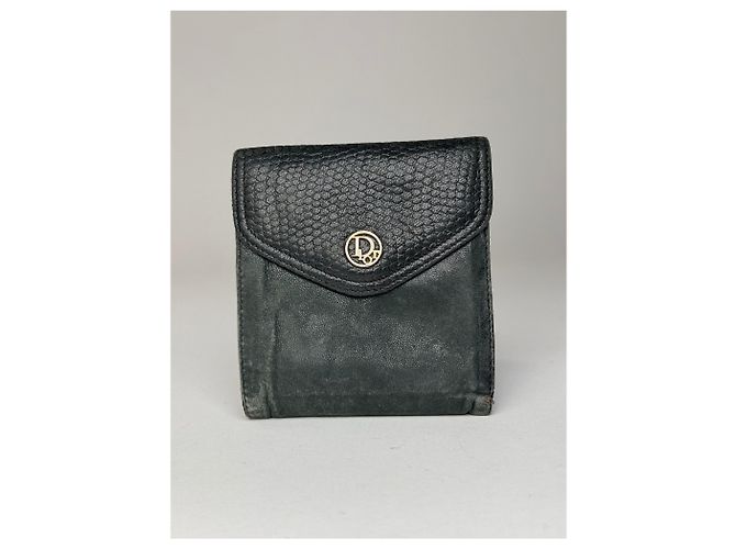 Vintage Dior Snake Emblossed Leather Wallet Black - view 7
