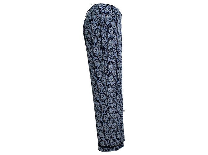 Pantalón casual de seda estampado floral azul Prada Negro - vista 2