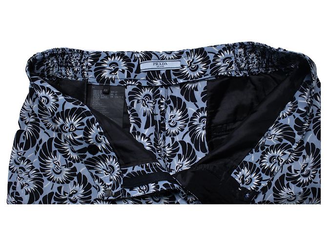 Pantalón casual de seda estampado floral azul Prada Negro - vista 5