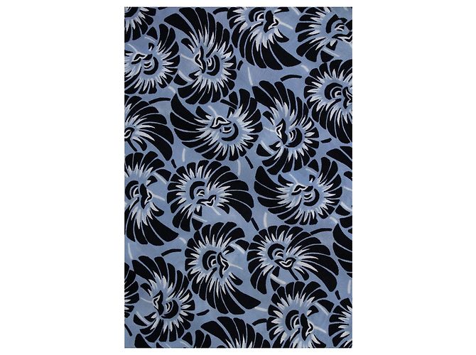 Pantalón casual de seda estampado floral azul Prada Negro - vista 6