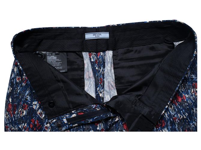 Prada, Calça floral e listrada em azul Multicor - vista 5