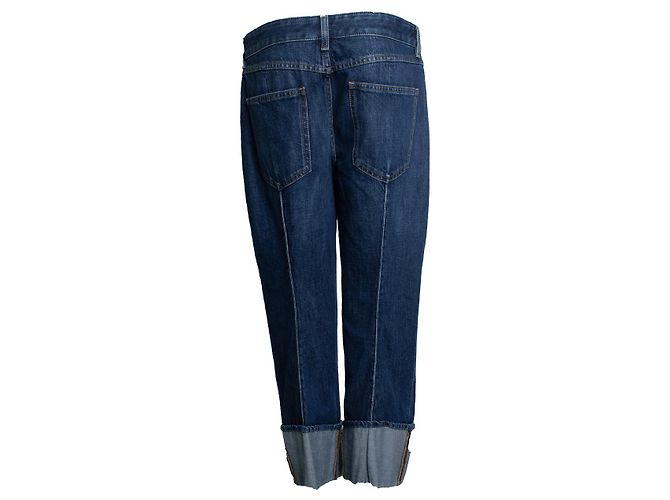 Bottega Veneta, jeans cropped e piegati in blu - vista 2