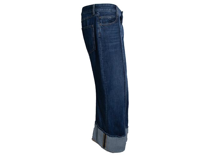 Bottega Veneta, jeans cropped e piegati in blu - vista 3