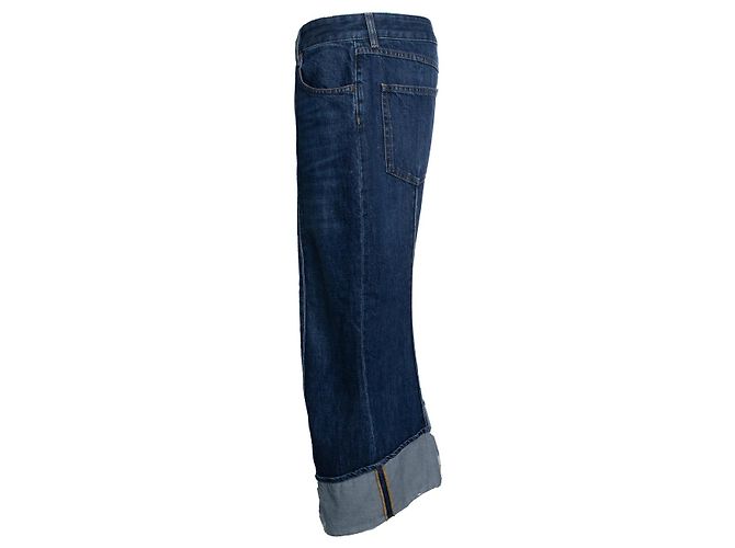 Bottega Veneta, jeans cropped e piegati in blu - vista 4