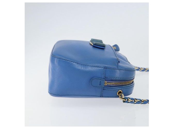 Borsa a spalla Vala Chain in pelle Salvatore Ferragamo Blu - vista 3