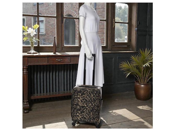 Borsa da viaggio trolley Chanel 19A Parigi New York Egitto Graffiti da portare Nero D'oro Gold hardware - vista 19