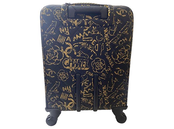 Borsa da viaggio trolley Chanel 19A Parigi New York Egitto Graffiti da portare Nero D'oro Gold hardware - vista 7