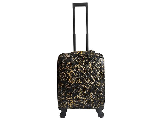 Borsa da viaggio trolley Chanel 19A Parigi New York Egitto Graffiti da portare Nero D'oro Gold hardware - vista 9