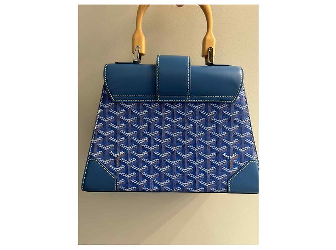 Borsa a mano Goyard Saigon PM blu in pelle - vista 11