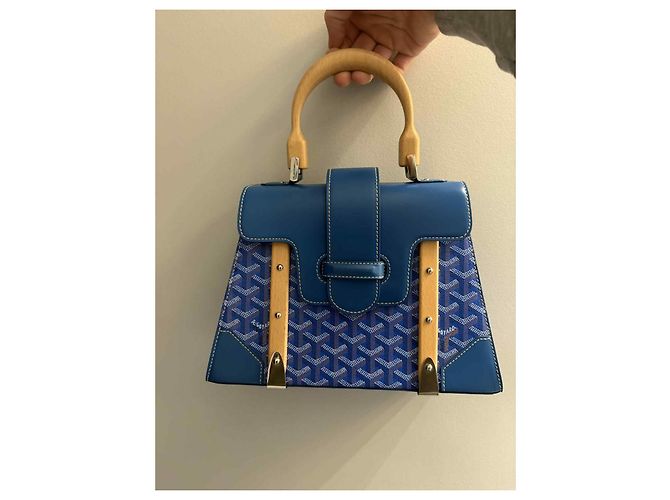 Borsa a mano Goyard Saigon PM blu in pelle - vista 12